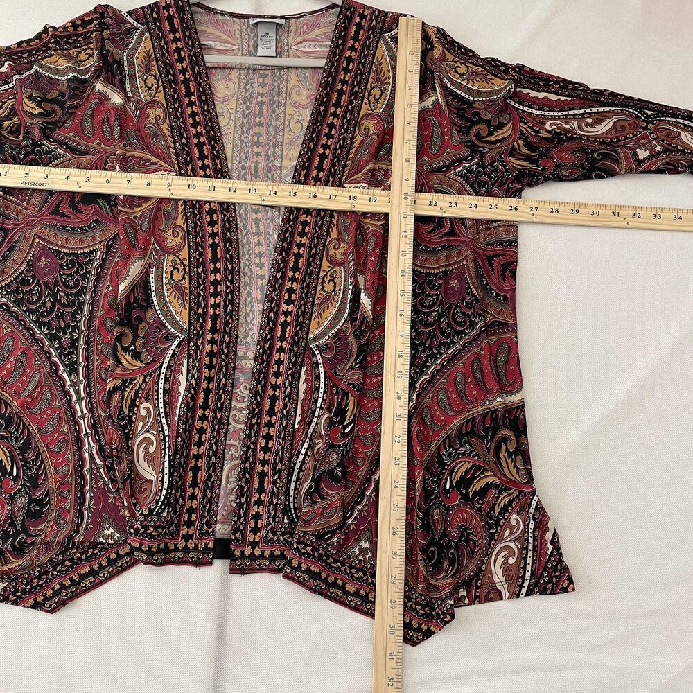 Catherines Open Front 3/4 Sleeve Paisley Kimono Cardigan Size 22/24W - Picture 7 of 9